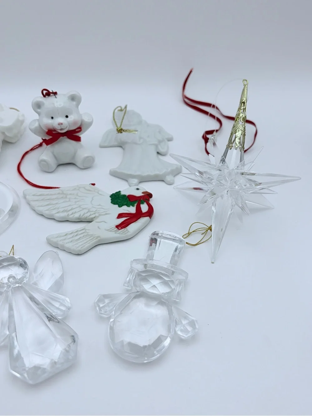 Vintage Assorted Ceramic and Acrylic Christmas Ornaments (See below for details)